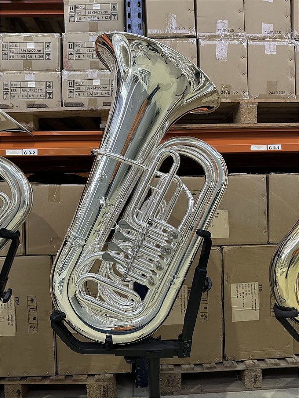 Tuba de rotores Schieffer em Si Bemol Prateada e case super luxo - JBBB-210S