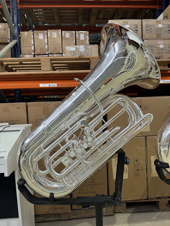 Tuba de pistos Schieffer em Si Bemol  Prateada e case super luxo - YSCC-350S