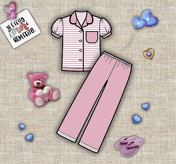 Maria - Pijama em Tecido - 3 a 8 anos