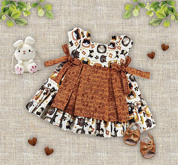 "Duda" - Vestido com Avental - 3 meses a 18 meses - MOLDE DIGITAL VIA E-MAIL