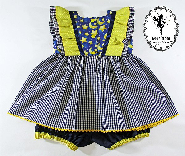 GABRIELA BABY - VESTIDO + TAPA FRALDAS + SHORT - 3 MESES A 4 ANOS -   MOLDE DIGITAL VIA E-MAIL