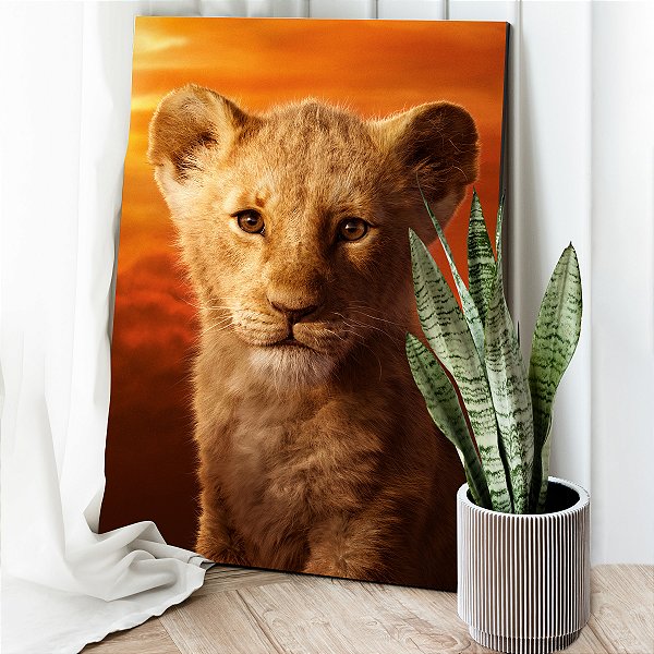 Quadro Decorativo Canvas Animal Selvagem Leão Filhote ao Entardecer Vertical