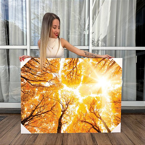 Quadro Decorativo Canvas Árvores Alaranjadas Galhos Secos Outono Horizontal
