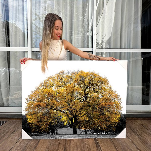 Quadro Decorativo Canvas Flores Árvore Ipê Amarelo Horizontal