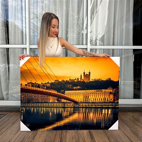 Quadro Decorativo Canvas Pôr Do Sol Em Lyon, França Europa Horizontal