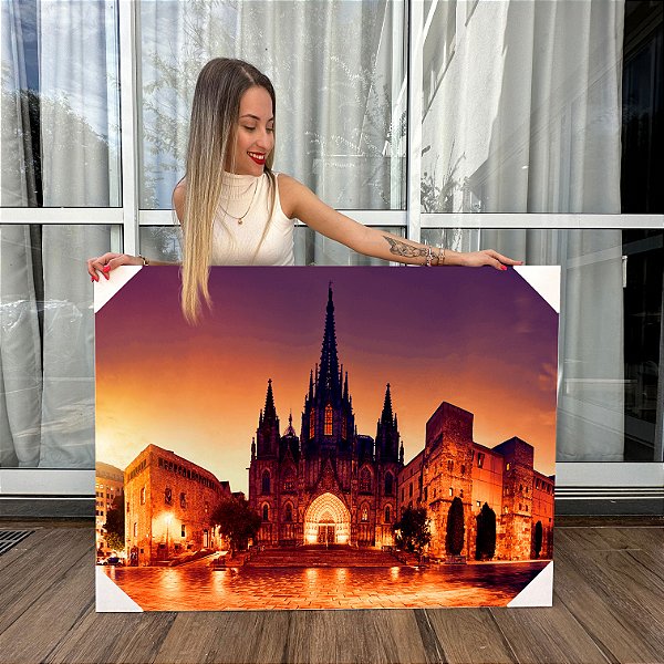 Quadro Decorativo Canvas Catedral De Barcelona Horizontal