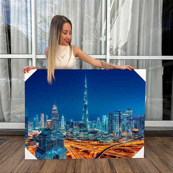 Quadro Decorativo Canvas Dubai Burj Khalifa Emirado Árabes Horizontal