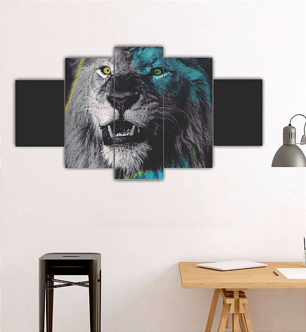 Quadros Decorativos Leão de Judá Olhos Amarelos abstrato 115x60cm