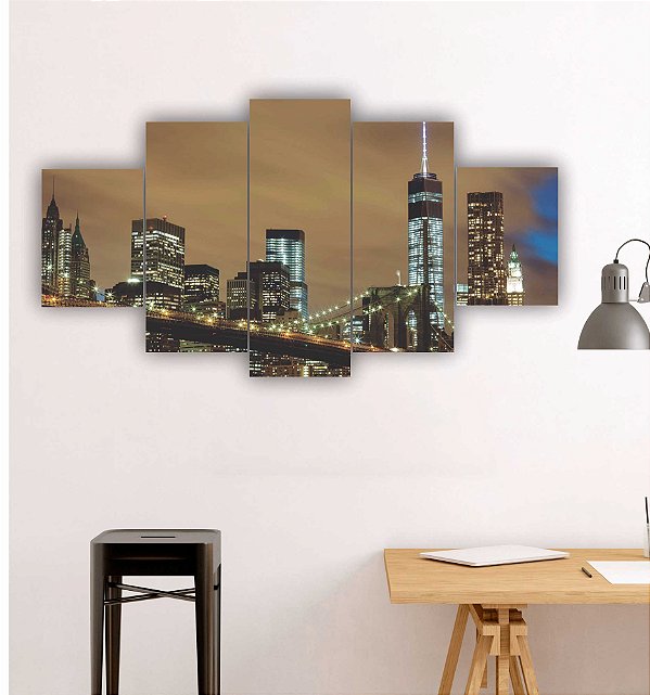 Quadros Decorativos Ponte Brooklyn Rio Cidade 115x60