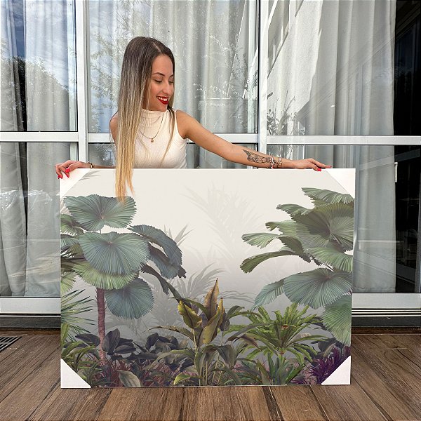 Quadros Decorativos Canvas Folhagem Verde Névoa Horizontal