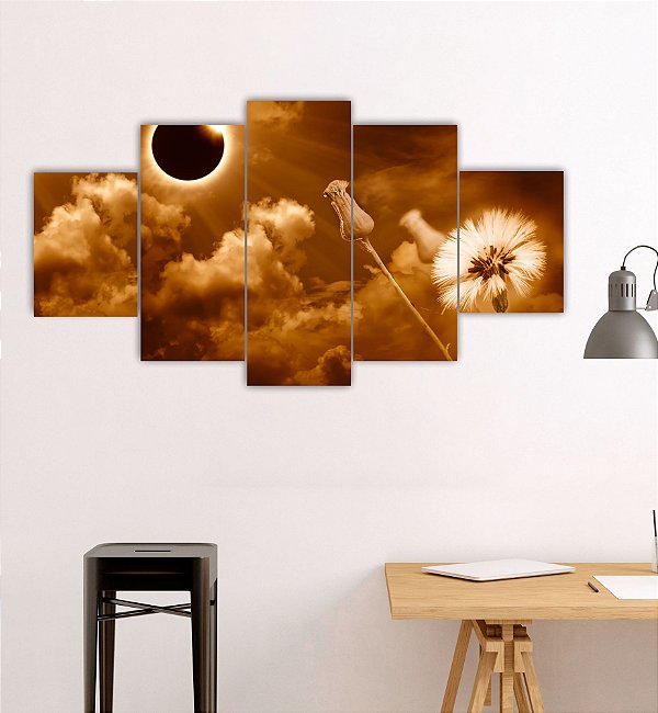 Quadros Decorativos Eclipse Solar no Campo 115x60