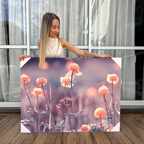 Quadro Decorativo Canvas Floral Flores no Campo Horizontal