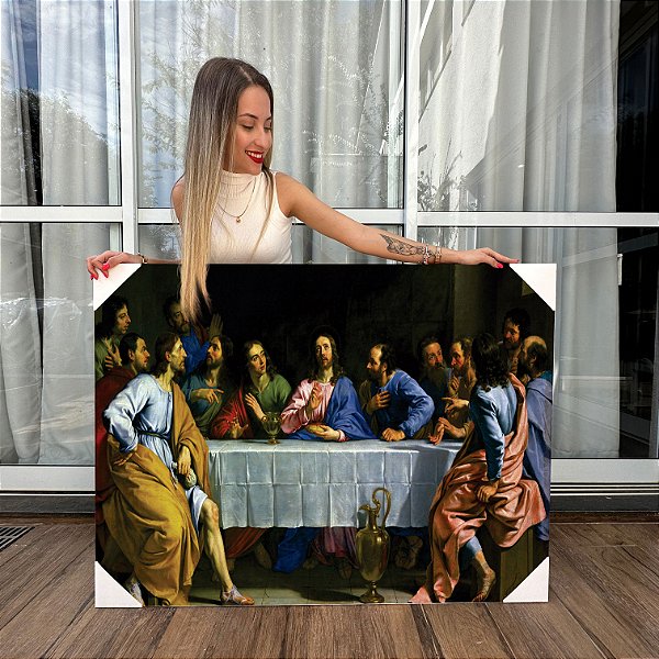 Quadro Decorativo Canvas Religioso Santa Ceia de Jesus Horizontal