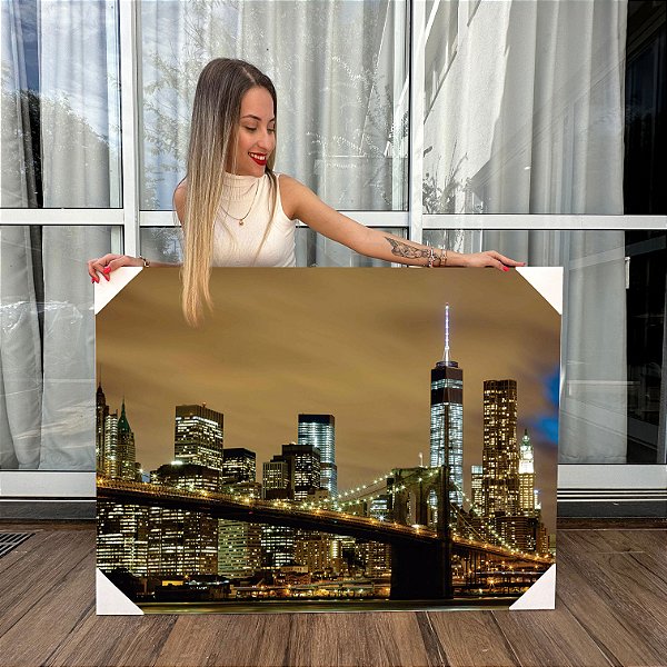 Quadros Decorativos Canvas Cidade de Nova York Ponte do Brooklyn Horizontal