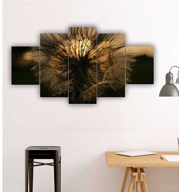Quadros Decorativos Floral Zoom Macro Dente de Leão Por do Sol 115x60