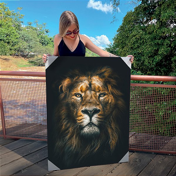Quadro Decorativo Canvas Animal Selvagem Leão Rei da Floresta Vertical