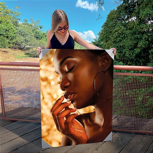 Quadro Decorativo Canvas Mulher Beleza Feminina Perfil Olhos Fechados Vertical