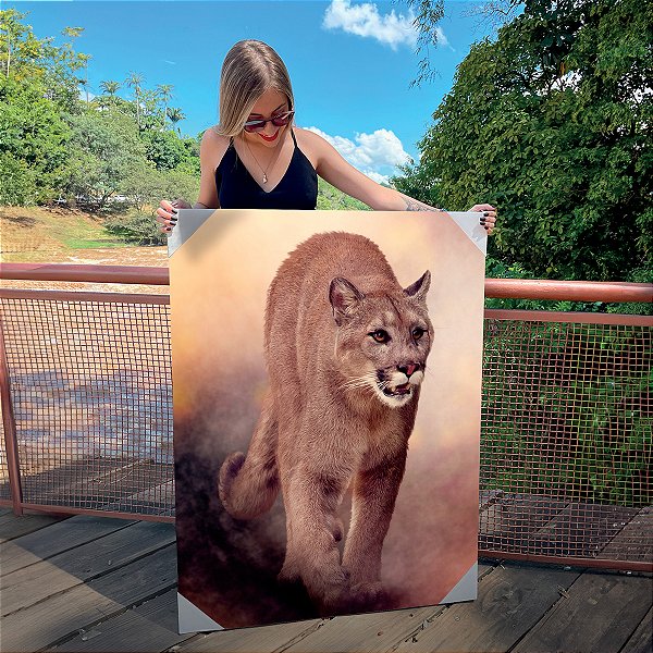 Quadro Decorativo Canvas Animal Selvagem Puma Vertical