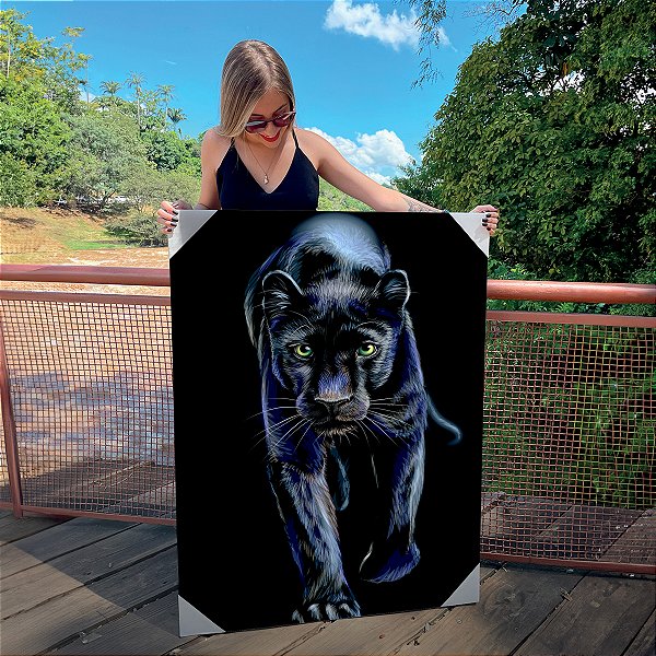Quadro Decorativo Canvas Animal Selvagem Pantera Negra Vertical