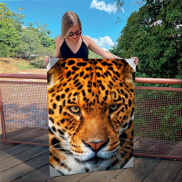 Quadro Decorativo Canvas Animal Selvagem Face de Onça Pintada Vertical