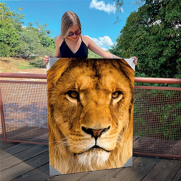 Quadro Decorativo Canvas Leão Animal Selvagem Rei Floresta Vertical