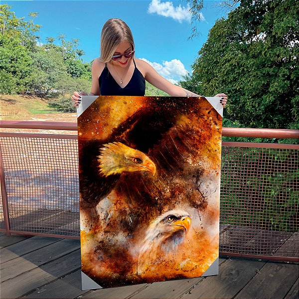Quadro Decorativo Canvas Arte Pintura Águia de Cabeça Branca Vertical
