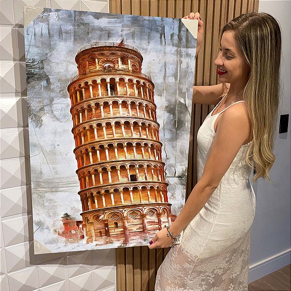 Quadro Decorativo Flutuante Torre de Pisa Abstrata Monumentos Históricos