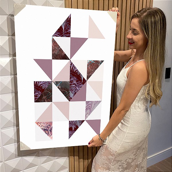 Quadro Decorativo Flutuante Formas Geométricas Abstratas Triângulos Coloridos