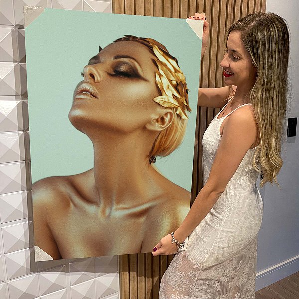 Quadro Decorativo Flutuante Mulher Beleza Feminina Gold