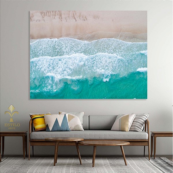 Quadro Decorativo Canvas Paisagem Praia Ondas do Mar Horizontal