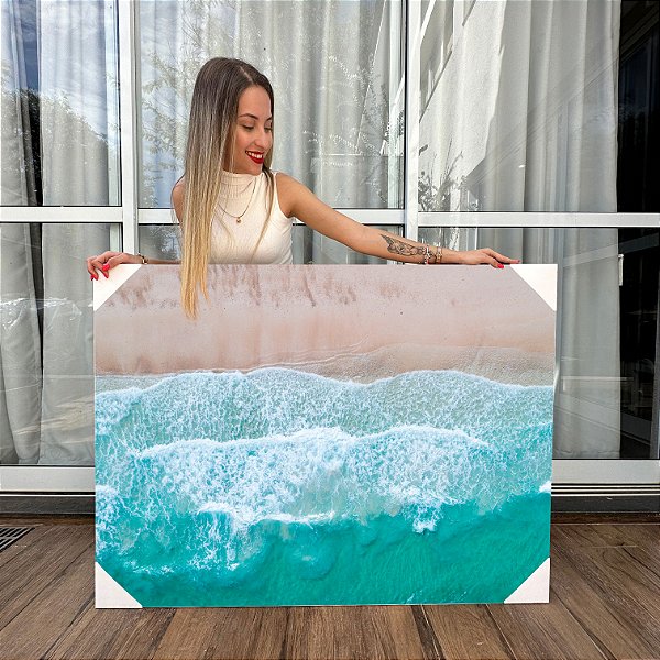 Quadro Decorativo Canvas Paisagem Praia Ondas do Mar Horizontal