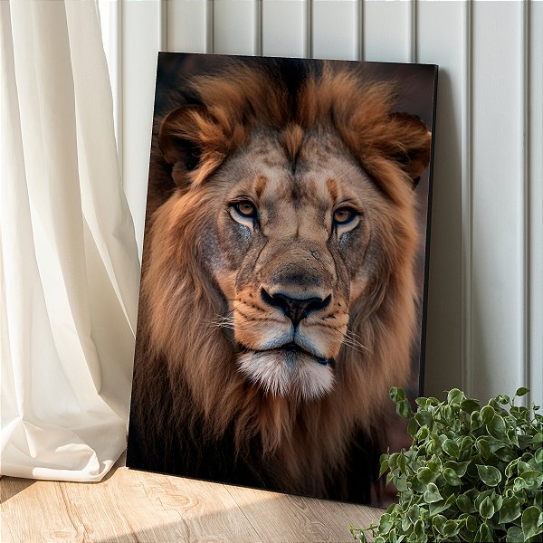 1017] Quadro Decorativo Canvas Animal Selvagem Leão Vertical