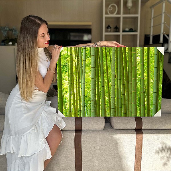 Quadro Decorativo Flutuante Bosque De Bambu Horizontal