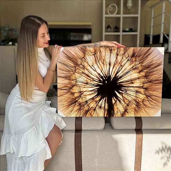 Quadro Decorativo Flutuante Zoom de Flor Dente de Leão Horizontal