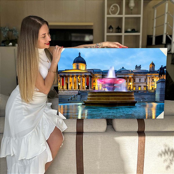 Quadro Decorativo Flutuante Trafalgar Square Praça na Cidade Londres Horizontal