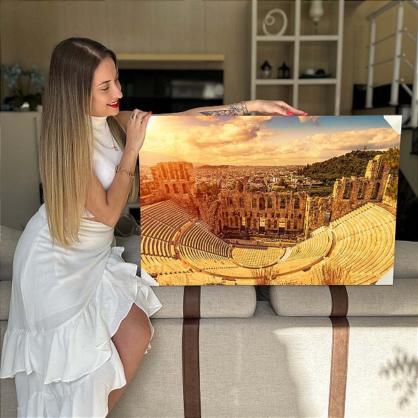Quadro Decorativo Flutuante Partenon Templo Deusa Grega Atena Acrópole de Atenas Grécia Antiga Horizontal