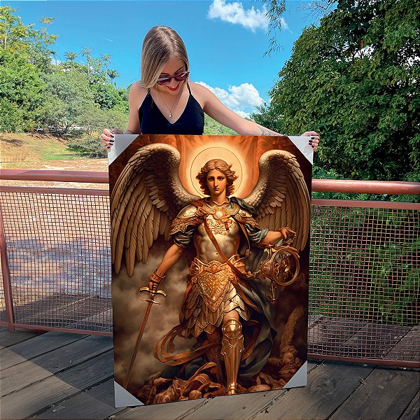 Quadro Decorativo Canvas Arcanjo São Miguel Simbolo de Proteção