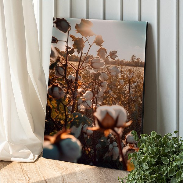 Quadro Decorativo Canvas Plantação de Algodão Vertical
