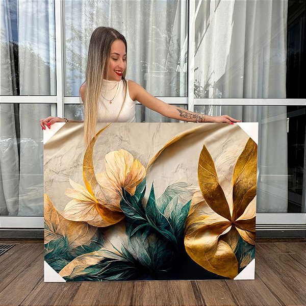 Quadro Decorativo Canvas Floral Flores de Aquarela Abstratas Horizontal