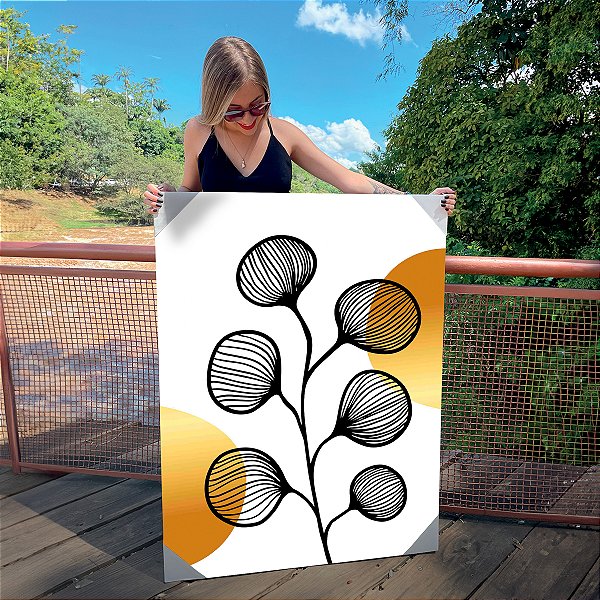 Quadro Decorativo Canvas Folhagens Abstratas Vertical