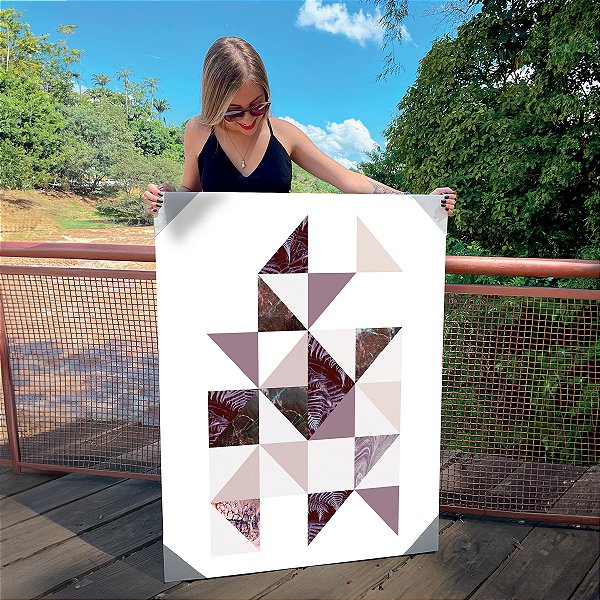 Quadro Decorativo Canvas Formas Geométricas Abstratas Triângulos Coloridos Vertical