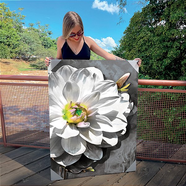Quadro Decorativo Canvas Floral Orquídeas Brancas Vertical