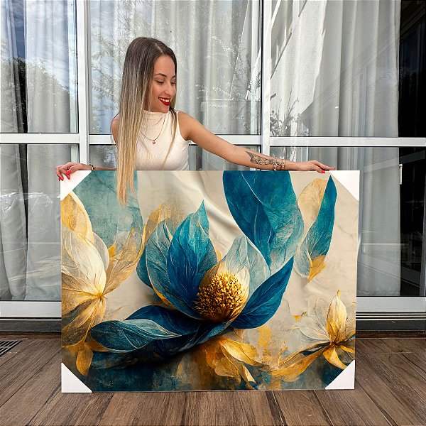 Quadro Decorativo Canvas Floral Flores Aquarelas Abstratas Horizontal