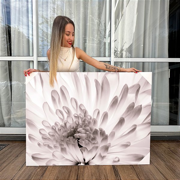 Quadro Decorativo Canvas Flor Branca Delicada Horizontal
