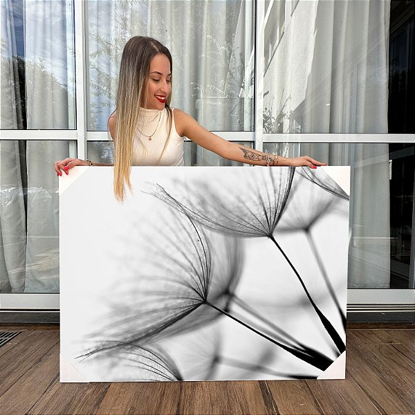 Quadro Decorativo Canvas Paisagem Dente de Leão Black and White Horizontal