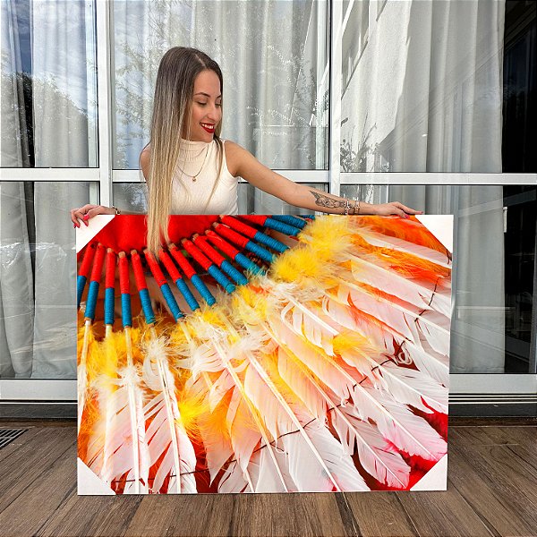 Quadro Decorativo Canvas Paisagem de Penas coloridas Horizontal