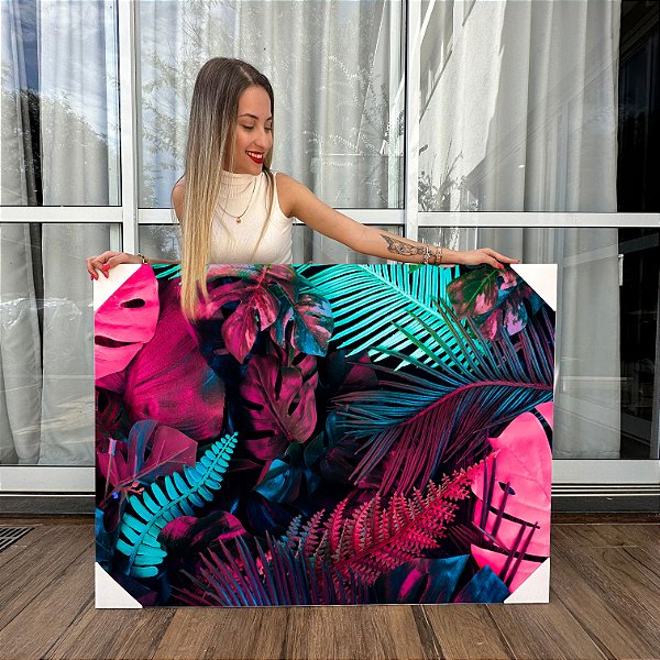 Quadro Decorativo Canvas Paisagem de Folhas Coloridas Horizontal