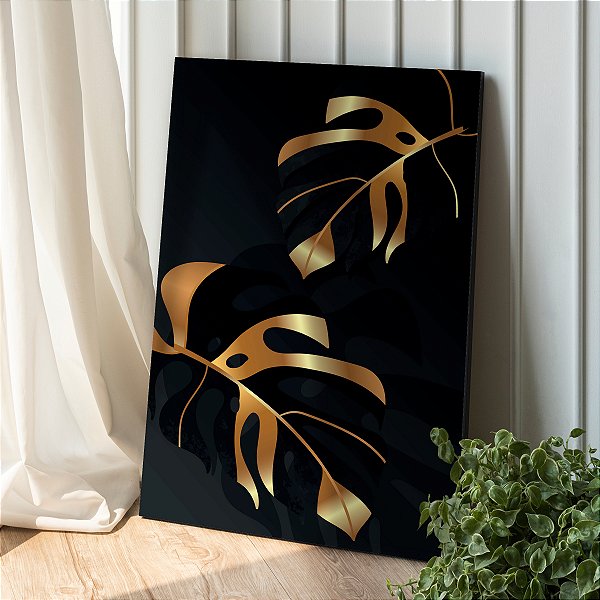 Quadro Decorativo Canvas Folhas de Costela de Adão Abstrata