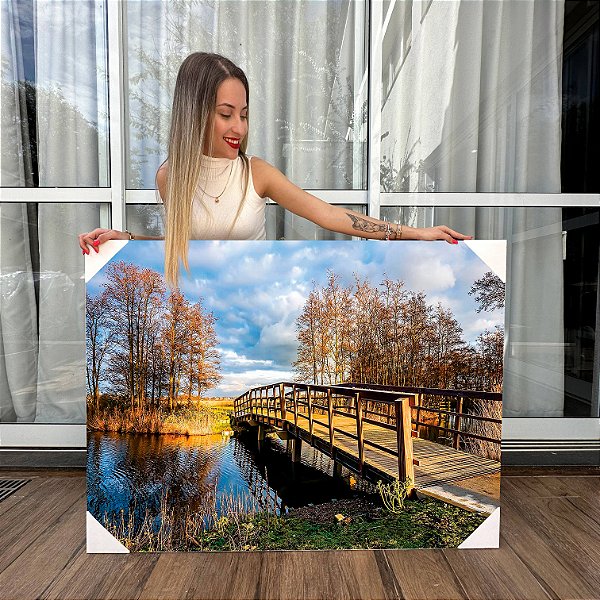 Quadro Decorativo Canvas Paisagem Ponte Outono horizontal
