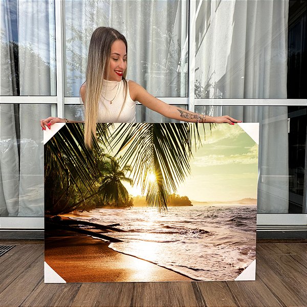 Quadro Decorativo Canvas Paisagem de Praia Paraíso Litorânea Horizontal